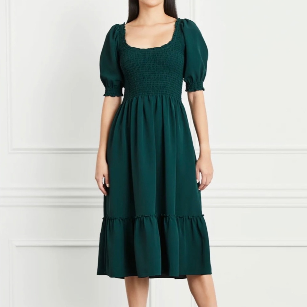 Hill House Louisa Nap Dress - Green/Botanical Garden Crepe